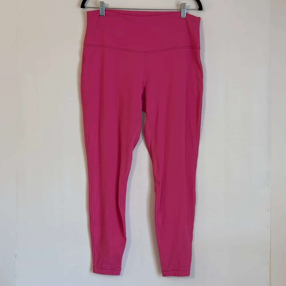 Women's Lululemon Athletica Pink High-Waisted/ Rise Leggings Running Gym Size 14